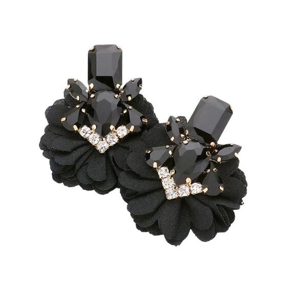 Back floral dangle stud earrings N303 - Picture 1 of 6